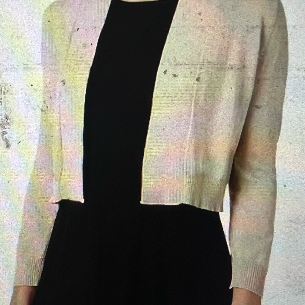 NWT Calvin Klein Women's Cream 3/4 sleeve glitter Cardigan Sweater